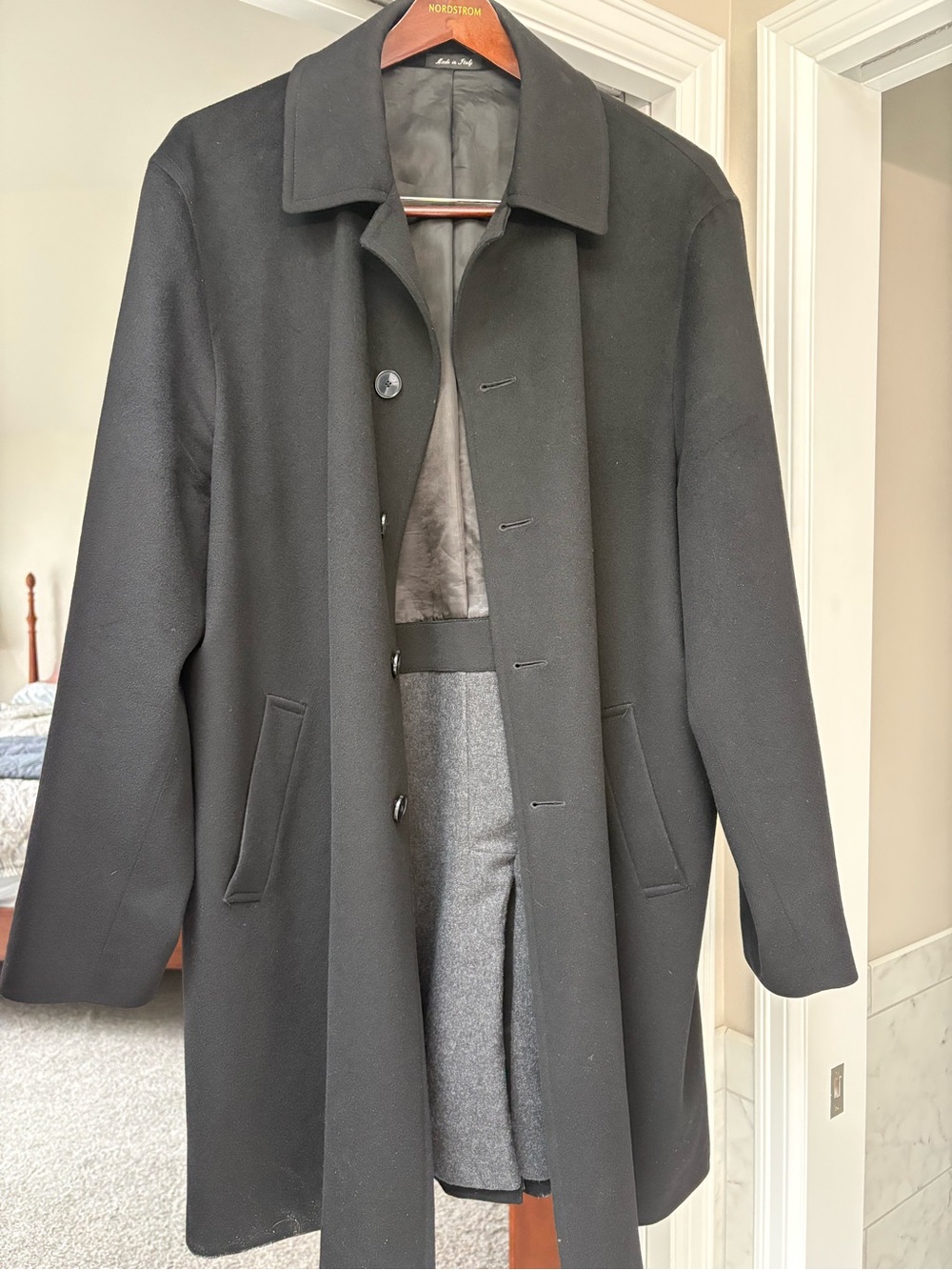 John W. Nordstrom Black Men's Pea Coat wool